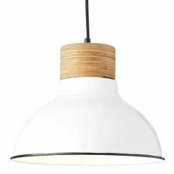 Luminaires Rustiques-Luminaires Brilliant Suspension Brilliant Pullet Bois foncé, Blanc, 1 lumière