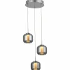 Suspension Verre Fumé-Luminaires Brilliant Suspension Brilliant Rafa LED Chrome, 3 lumières