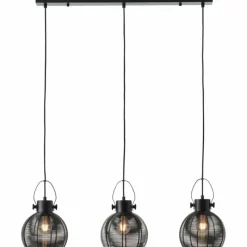 Lampes Industrielles-Luminaires Brilliant Suspension Brilliant Sambo Noir, 3 lumières