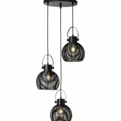 Lampes Vintages & Rétros-Luminaires Brilliant Suspension Brilliant Sambo Noir, 3 lumières