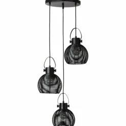 Lampes Vintages & Rétros-Luminaires Brilliant Suspension Brilliant Sambo Noir, 3 lumières