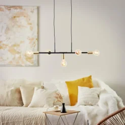 Lampes Dorées-Luminaires Brilliant Suspension Brilliant Skylab Or, Noir, 5 lumières