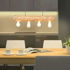 Luminaires Rustiques-Luminaires Brilliant Suspension Brilliant Trabo Bois clair, Noir, 4 lumières