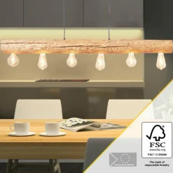 Luminaires Rustiques-Luminaires Brilliant Suspension Brilliant Trabo Bois clair, Noir, 6 lumières