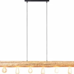 Luminaires Rustiques-Luminaires Brilliant Suspension Brilliant Trabo Bois clair, Noir, 6 lumières