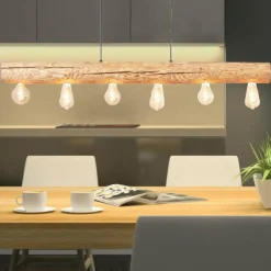 Luminaires Rustiques-Luminaires Brilliant Suspension Brilliant Trabo Bois clair, Noir, 6 lumières