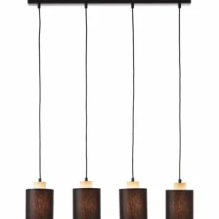 Lampes En Tissu-Luminaires Brilliant Suspension Brilliant Vonnie Bois clair, Noir, 4 lumières
