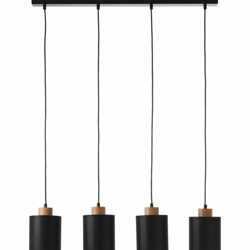 Lampes En Tissu-Luminaires Brilliant Suspension Brilliant Vonnie Bois clair, Noir, 4 lumières