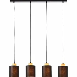 Lampes En Tissu-Luminaires Brilliant Suspension Brilliant Vonnie Bois clair, Noir, 4 lumières