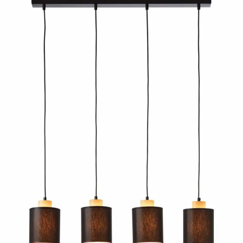 Lampes En Tissu-Luminaires Brilliant Suspension Brilliant Vonnie Bois clair, Noir, 4 lumières