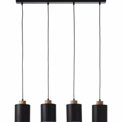 Lampes En Tissu-Luminaires Brilliant Suspension Brilliant Vonnie Bois clair, Noir, 4 lumières