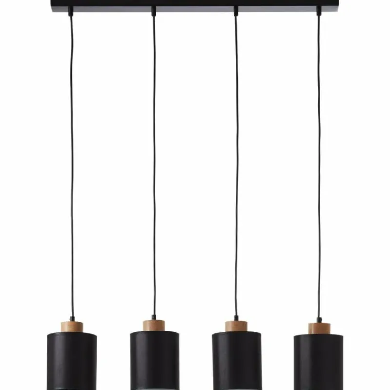 Lampes En Tissu-Luminaires Brilliant Suspension Brilliant Vonnie Bois clair, Noir, 4 lumières