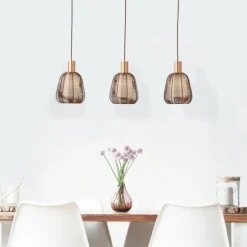 Luminaires Brilliant Suspension Brilliant Wallace Moka, 3 lumières