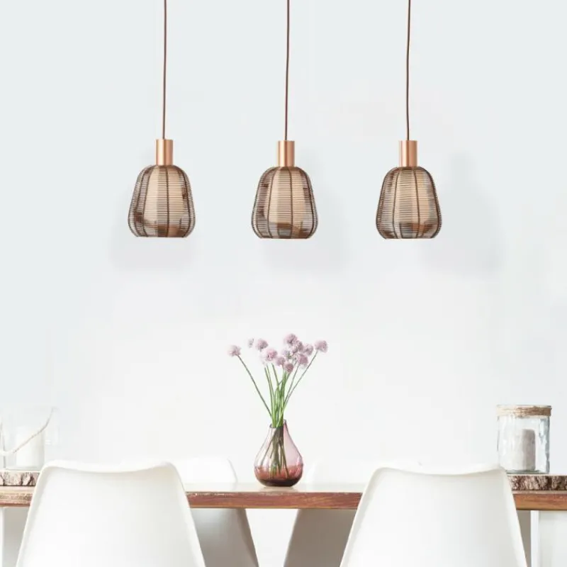 Luminaires Brilliant Suspension Brilliant Wallace Moka, 3 lumières