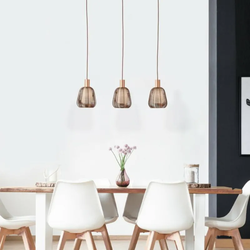 Luminaires Brilliant Suspension Brilliant Wallace Moka, 3 lumières