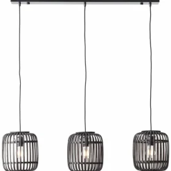 Luminaires Rustiques-Luminaires Brilliant Suspension Brilliant Woodrow Bois foncé, Noir, 3 lumières