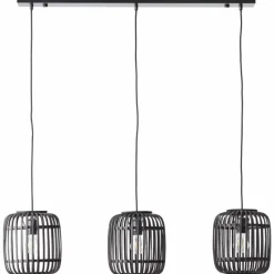 Luminaires Rustiques-Luminaires Brilliant Suspension Brilliant Woodrow Bois foncé, Noir, 3 lumières