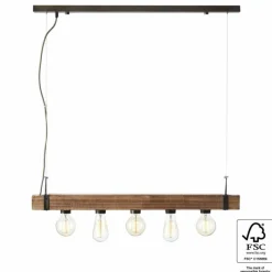 Luminaires Scandinaves-Luminaires Brilliant Suspension Brilliant Woodhill Bois foncé, Noir, 5 lumières