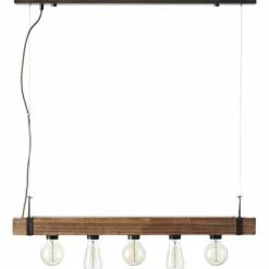 Luminaires Scandinaves-Luminaires Brilliant Suspension Brilliant Woodhill Bois foncé, Noir, 5 lumières