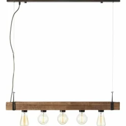 Luminaires Scandinaves-Luminaires Brilliant Suspension Brilliant Woodhill Bois foncé, Noir, 5 lumières