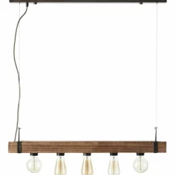 Luminaires Scandinaves-Luminaires Brilliant Suspension Brilliant Woodhill Bois foncé, Noir, 5 lumières