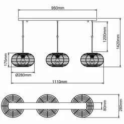 Luminaires Scandinaves-Luminaires Brilliant Suspension Brilliant Woodball Noir, 3 lumières