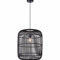 Luminaires Rustiques-Luminaires Brilliant Suspension Brilliant Woodrow Noir, 1 lumière