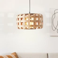 Luminaires Rustiques-Luminaires Brilliant Suspension Brilliant Woodline Noir, 1 lumière