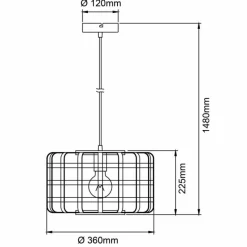 Luminaires Rustiques-Luminaires Brilliant Suspension Brilliant Woodline Noir, 1 lumière