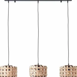 Luminaires Rustiques-Luminaires Brilliant Suspension Brilliant Woodline Noir, 3 lumières