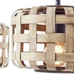 Luminaires Rustiques-Luminaires Brilliant Suspension Brilliant Woodline Noir, 3 lumières