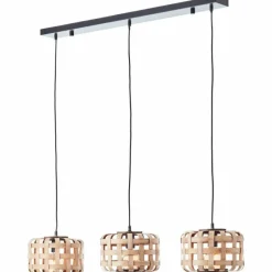 Luminaires Rustiques-Luminaires Brilliant Suspension Brilliant Woodline Noir, 3 lumières