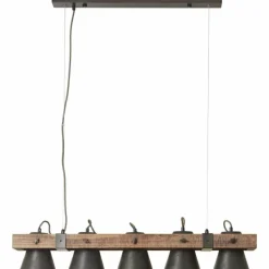 Lampes Industrielles-Luminaires Brilliant Suspension Brilliant-Leuchten Decca Bois foncé, Noir, 5 lumières