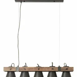 Lampes Industrielles-Luminaires Brilliant Suspension Brilliant-Leuchten Decca Bois foncé, Noir, 5 lumières