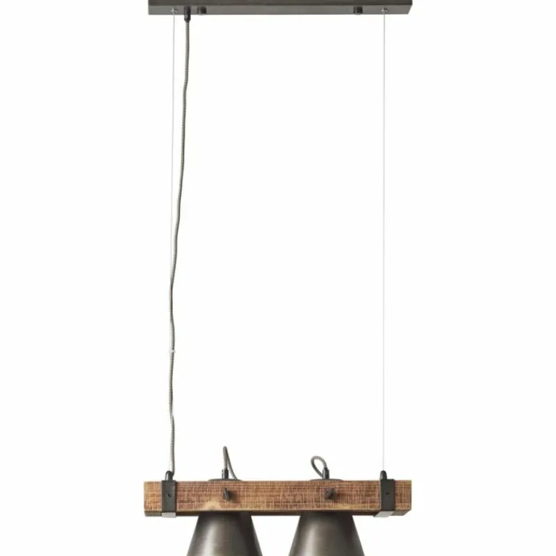 Lampes Industrielles-Luminaires Brilliant Suspension Brilliant-Leuchten Decca Bois foncé, Noir, 2 lumières