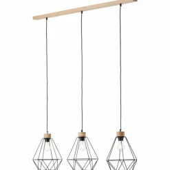 Lampes En Bois-Luminaires Brilliant Suspension Brilliant-Leuchten Drewno Bois clair, Noir, 3 lumières
