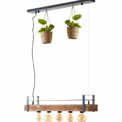 Style Boho-Chic-Luminaires Brilliant Suspension Brilliant-Leuchten Bankwood Noir, 5 lumières