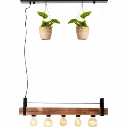 Style Boho-Chic-Luminaires Brilliant Suspension Brilliant-Leuchten Bankwood Noir, 5 lumières
