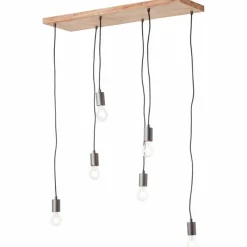 Lampes En Bois-Luminaires Brilliant Suspension Brilliant-Leuchten Rustik Écru, Noir, 6 lumières