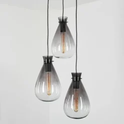 Suspension Verre Fumé-hofstein Suspension Brolla Noir, 3 lumières
