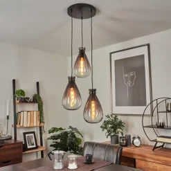 Suspension Verre Fumé-hofstein Suspension Brolla Noir, 3 lumières