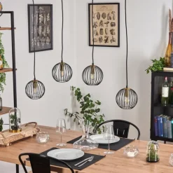 Lampes Vintages & Rétros-hofstein Suspension Buihomau Noir, 4 lumières