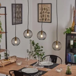 Lampes Vintages & Rétros-hofstein Suspension Buihomau Noir, 4 lumières