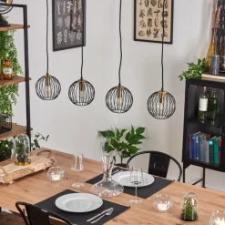 Lampes Vintages & Rétros-hofstein Suspension Buihomau Noir, 4 lumières