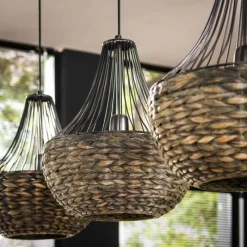 Style Boho-Chic-hofstein Suspension Burgase Anthracite, 3 lumières