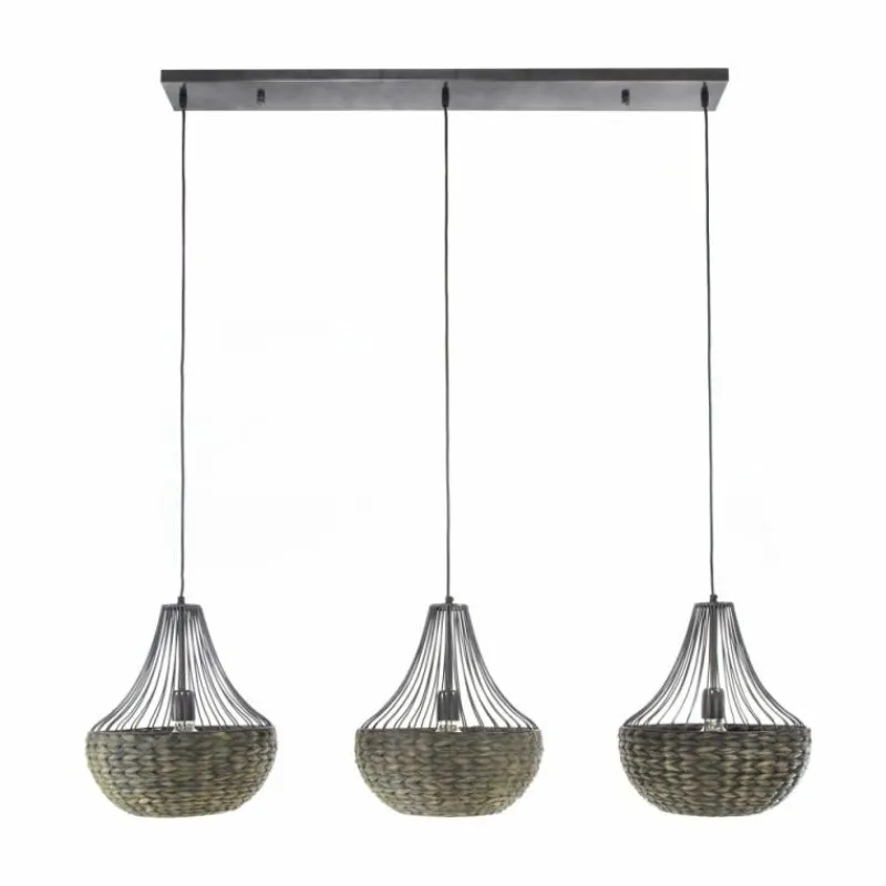 Style Boho-Chic-hofstein Suspension Burgase Anthracite, 3 lumières