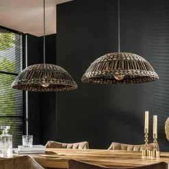 Style Boho-Chic-hofstein Suspension Burgase Anthracite, 2 lumières