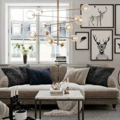 Lampes Dorées-By Rydéns Suspension By Rydens Avenue Or, 12 lumières