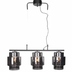 Suspension Verre Fumé-By Rydéns Suspension By Rydens Ebbot Noir, 3 lumières