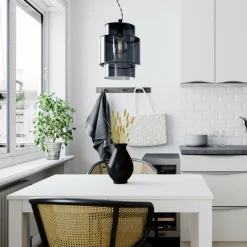 Suspension Verre Fumé-By Rydéns Suspension By Rydens Ebbot Noir, 1 lumière